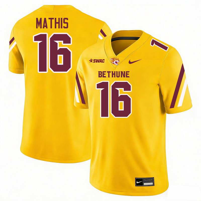 Bethune-Cookman Wildcats #16 Rashean Mathis College Football Jerseys,Uniforms-Gold